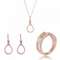 Orphelia® 'Aava' Damen Sterling Silber Set: Necklace + Earrings + Ring - Rosé SET-7421