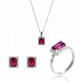 Orphelia® 'Enora' Damen Sterling Silber Set: Necklace + Earrings + Ring - Silber SET-7425/RU