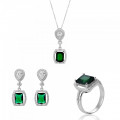 Orphelia® 'Enora' Damen Sterling Silber Set: Necklace + Earrings + Ring - Silber SET-7426/EM