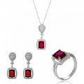 Orphelia® 'Enora' Damen Sterling Silber Set: Necklace + Earrings + Ring - Silber SET-7426/RU
