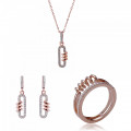 Orphelia® 'Gigi' Damen Sterling Silber Set: Necklace + Earrings + Ring - Rosé SET-7438