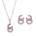 Orphelia® 'Carleen' Damen Sterling Silber Set: Halskette-Anhanger + Ohrringe - Rosé SET-7440