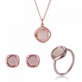 Orphelia® 'Amalia' Damen Sterling Silber Set: Necklace + Earrings + Ring - Rosé SET-7442