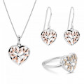 Orphelia® 'Afia' Damen Sterling Silber Set: Necklace + Earrings + Ring - Silber/Rosa SET-7474