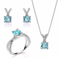 Orphelia® 'Maya' Damen Sterling Silber Set: Necklace + Earrings + Ring - Silber SET-7478/AQ