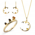Orphelia® 'Eline' Damen Sterling Silber Set: Necklace + Earrings + Ring - Gold SET-7497/G