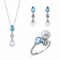 Orphelia® 'Lylou' Damen Sterling Silber Set: Necklace + Earrings + Ring - Silber SET-7498