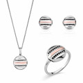 Orphelia® 'Maxwell' Damen Sterling Silber Set: Necklace + Earrings + Ring - Silber/Rosa SET-7501