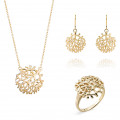 Orphelia® 'Flavie' Damen Sterling Silber Set: Necklace + Earrings + Ring - Gold SET-7502/G