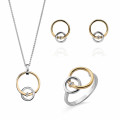 Orphelia® 'Antoine' Damen Sterling Silber Set: Necklace + Earrings + Ring - Silber/Gold SET-7503/1