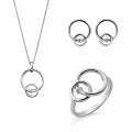 Orphelia® 'Antoine' Damen Sterling Silber Set: Necklace + Earrings + Ring - Weiß SET-7503