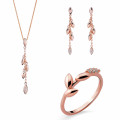 Orphelia® 'Loana' Damen Sterling Silber Set: Necklace + Earrings + Ring - Rosé SET-7505/RG