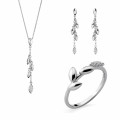 Orphelia® 'Loana' Damen Sterling Silber Set: Necklace + Earrings + Ring - Silber SET-7505