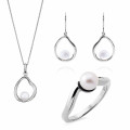 Orphelia® 'Baptiste' Damen Sterling Silber Set: Necklace + Earrings + Ring - Silber SET-7507