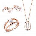 Orphelia® 'Heloise' Damen Sterling Silber Set: Necklace + Earrings + Ring - Rosé SET-7509