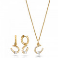 Orphelia® 'Aurora' Damen's Sterling Silber Set: Halskette-Anhanger + Ohrringe - Silber/Gold SET-7525/G