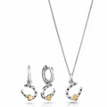 Orphelia® 'Aurora' Damen's Sterling Silber Set: Halskette-Anhanger + Ohrringe - Silber/Gold SET-7525